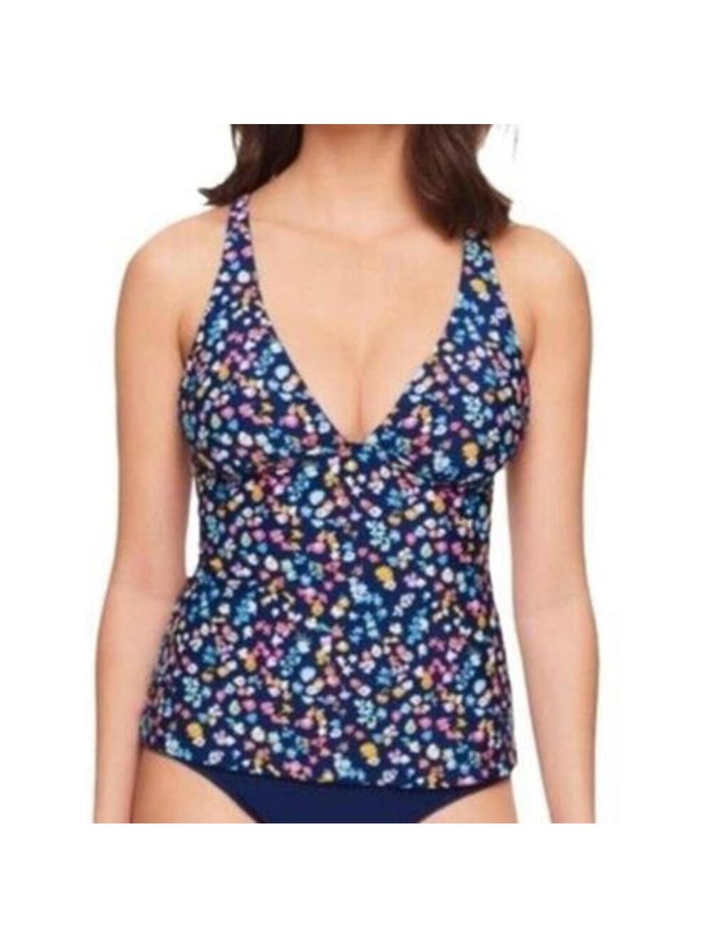 2885 Vera Bradley reversible tankini top NAVY FLOWER / STRIPE size S